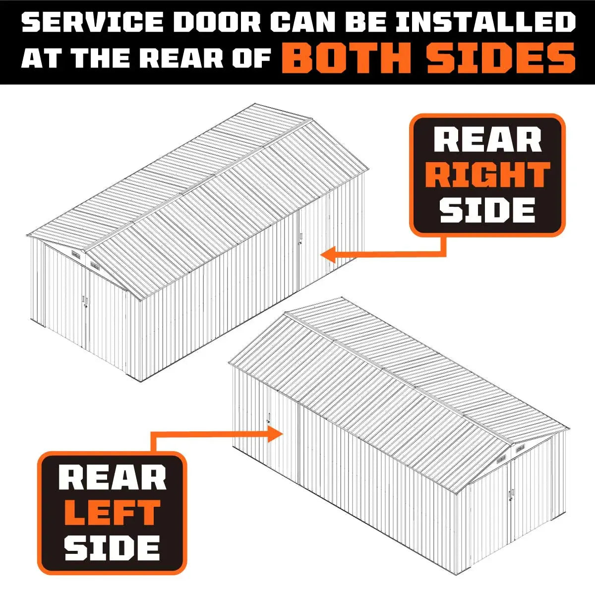 10’ x 20’ Metal Garage Shed with Double Front Doors, 7’8" Peak Height, Side Entry Door, 185 Sq-Ft Floor Space, TMG-MS1020A-2