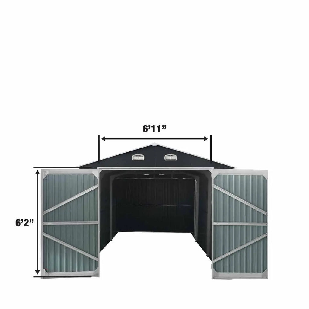 10’ x 20’ Metal Garage Shed with Double Front Doors, 7’8" Peak Height, Side Entry Door, 185 Sq-Ft Floor Space, TMG-MS1020A-3