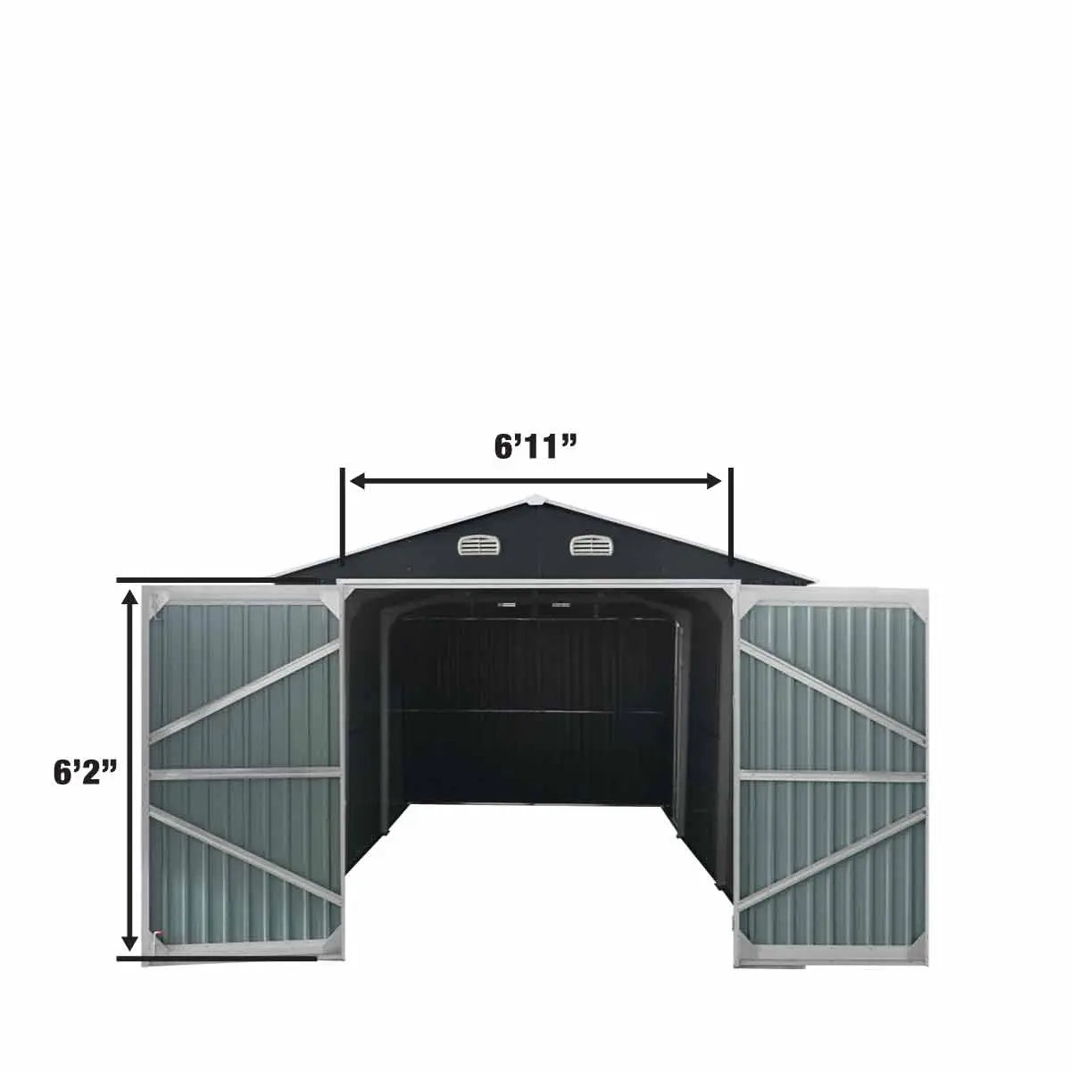 10’ x 20’ Metal Garage Shed with Double Front Doors, 7’8" Peak Height, Side Entry Door, 185 Sq-Ft Floor Space, TMG-MS1020A-3