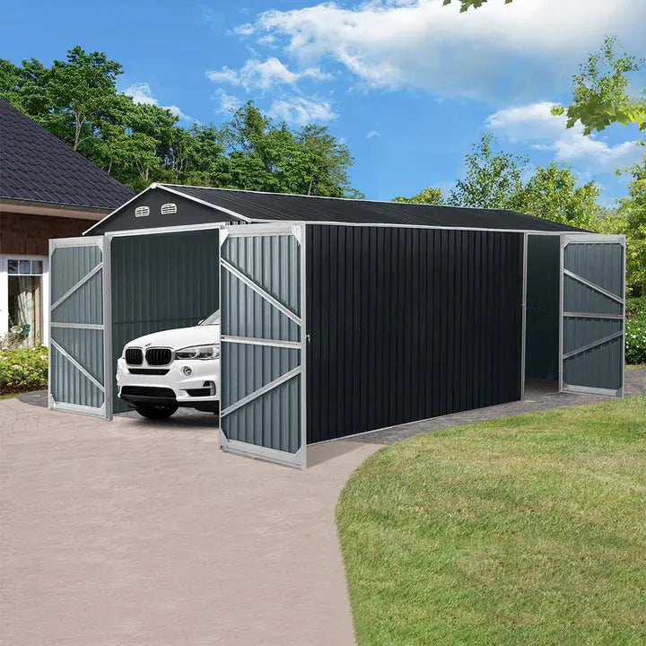 10’ x 20’ Metal Garage Shed with Double Front Doors, 7’8" Peak Height, Side Entry Door, 185 Sq-Ft Floor Space, TMG-MS1020A-4