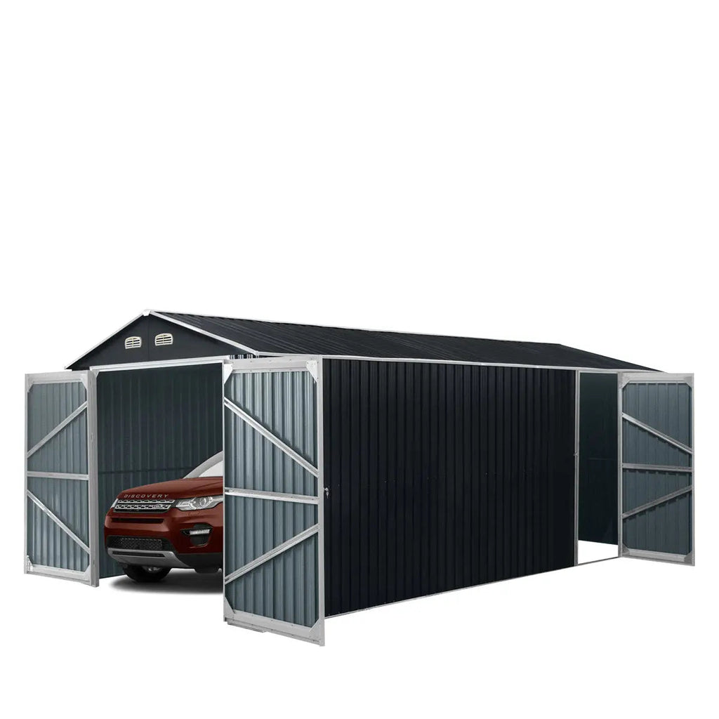 10’ x 20’ Metal Garage Shed with Double Front Doors, 7’8" Peak Height, Side Entry Door, 185 Sq-Ft Floor Space, TMG-MS1020A-0