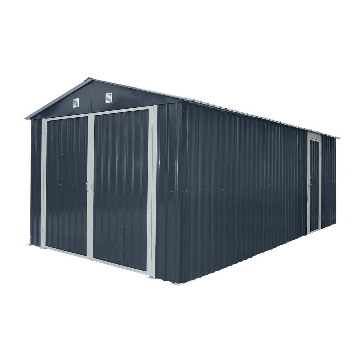 Pro Series 10' x 20' Metal Garage Shed with Double Front Doors and Side Entry Door, 8' Peak Height TMG-MS1020B-0