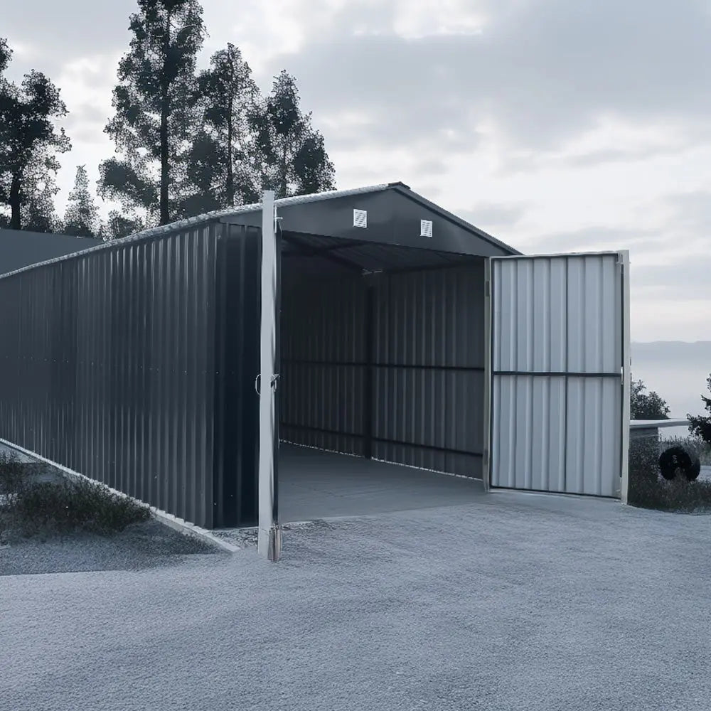 Pro Series 10' x 20' Metal Garage Shed with Double Front Doors and Side Entry Door, 8' Peak Height TMG-MS1020B-3