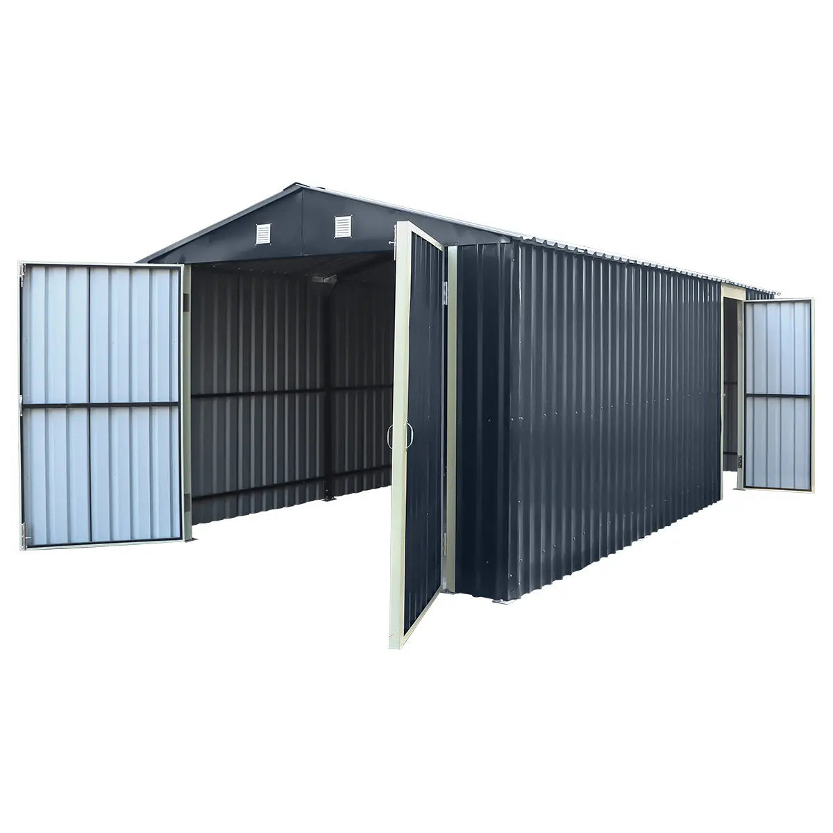 Pro Series 10' x 20' Metal Garage Shed with Double Front Doors and Side Entry Door, 8' Peak Height TMG-MS1020B-4