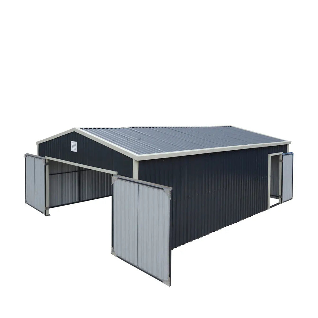 16’ x 24’ Metal Garage Shed with Double Front Doors, 10’ Peak Height, Side Entry Door, 384 Sq-Ft Floor Space, TMG-MS1624-5