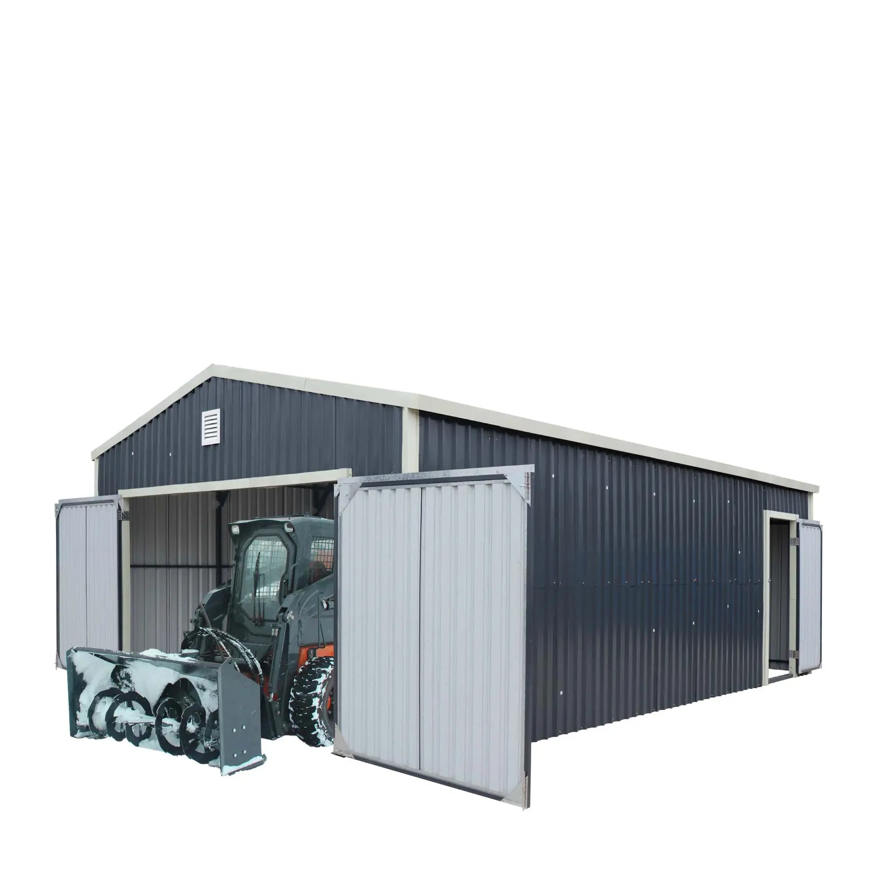 16’ x 24’ Metal Garage Shed with Double Front Doors, 10’ Peak Height, Side Entry Door, 384 Sq-Ft Floor Space, TMG-MS1624-0