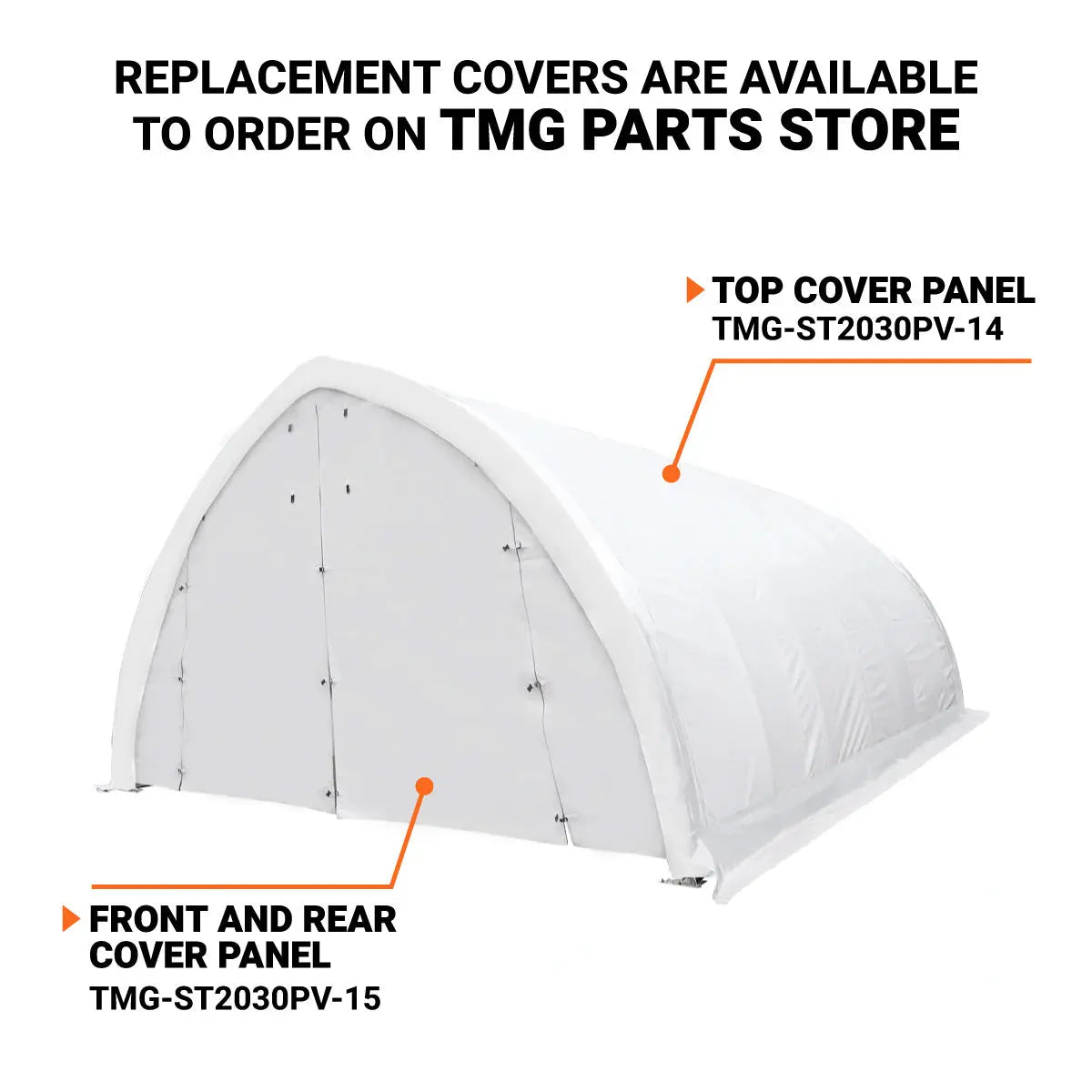 20' x 30' Arch Wall Peak Ceiling Storage Shelter with Heavy Duty 17 oz PVC Cover & Drive Through Doors, TMG-ST2031PV(Previously ST2030PV)-4