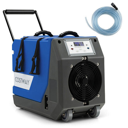 180 PPD Commercial Dehumidifier with Pump Drain Hose and Wheels-Blue-0