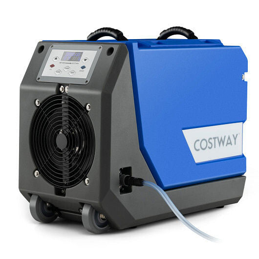 180 PPD Commercial Dehumidifier with Pump Drain Hose and Wheels-Blue-4